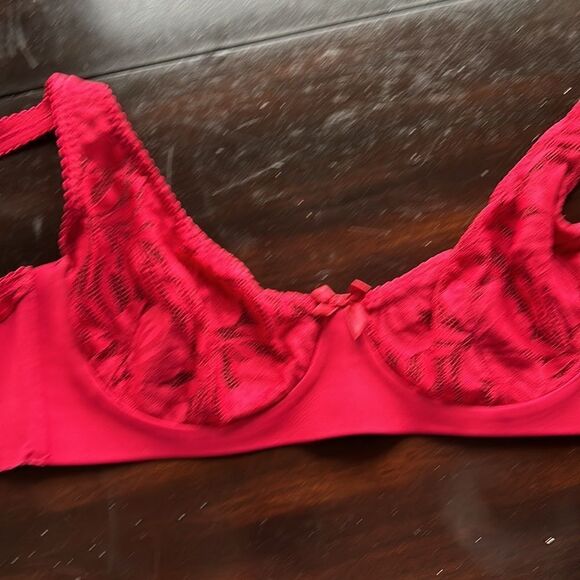 Agent Provocateur Bra Audrey Underwire lace stretch red pink adjustable 34DD - Picture 8 of 16